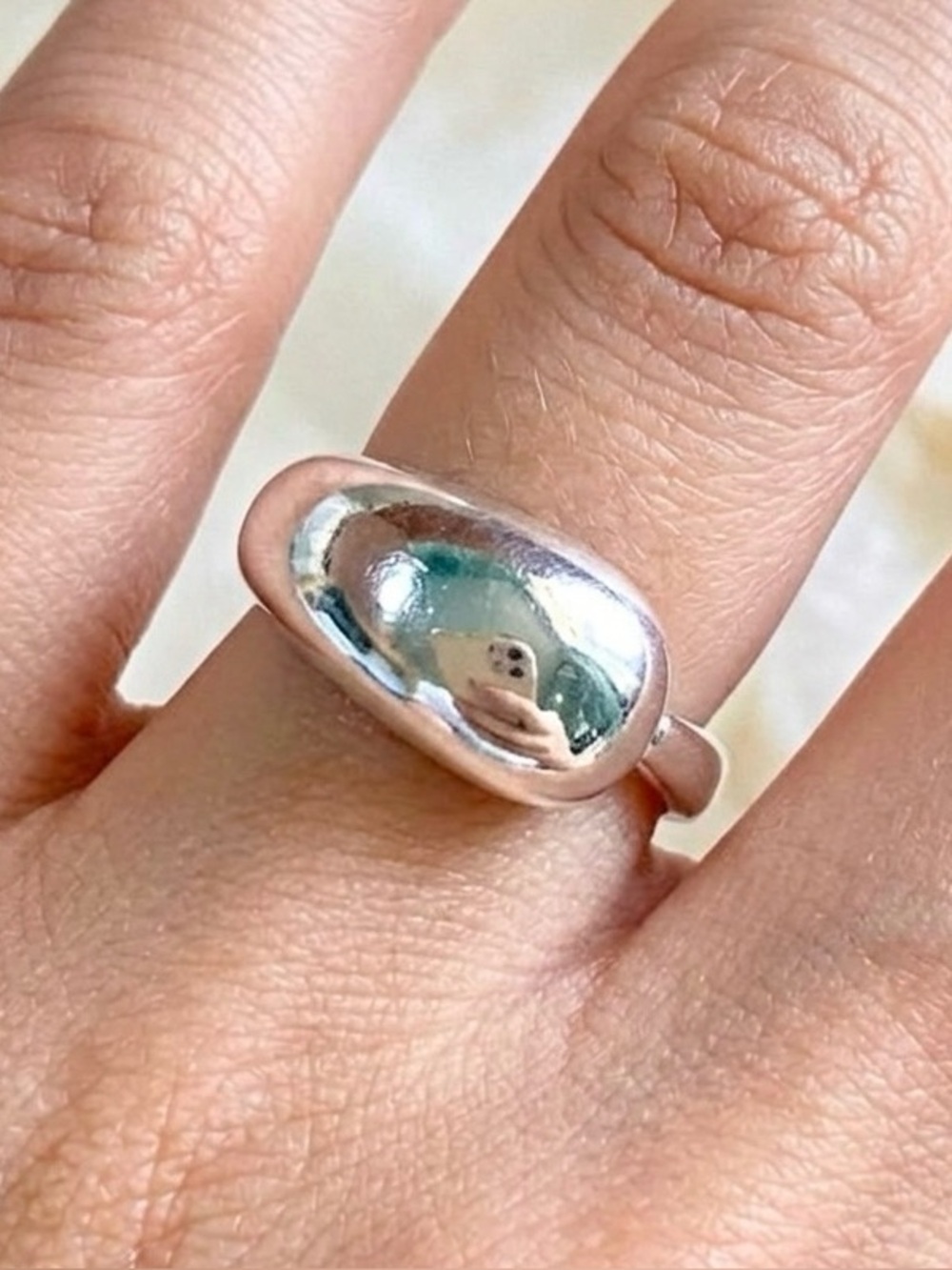 Silver Modern Teardrop Ring - Silver